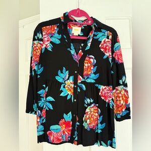 Floral Black Top